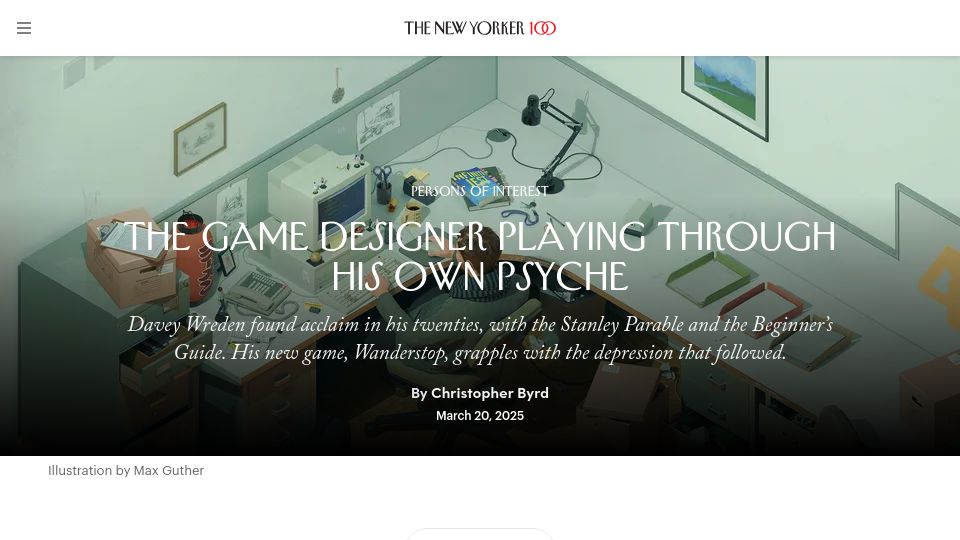 Screenshot of newyorker.com: The game designer playing through his own psyche