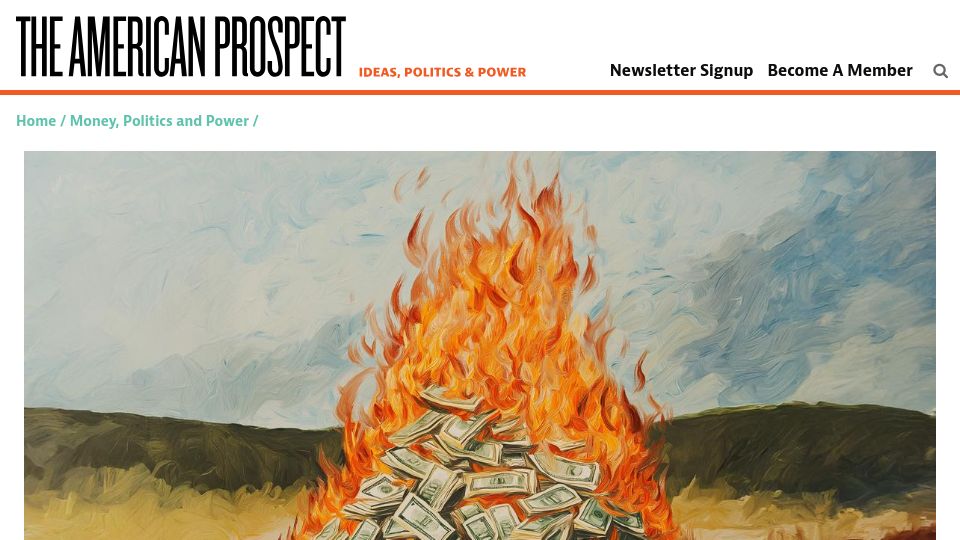 Screenshot of prospect.org: An AI bubble threatens Silicon Valley, and all of us