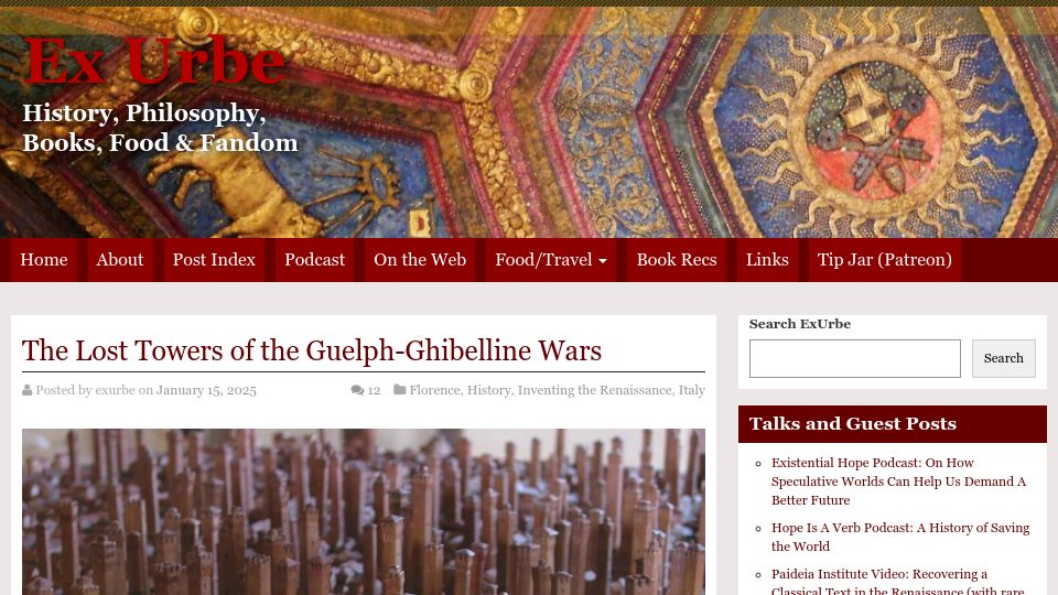 Screenshot of exurbe.com: The Lost Towers of the Guelph-Ghibelline Wars