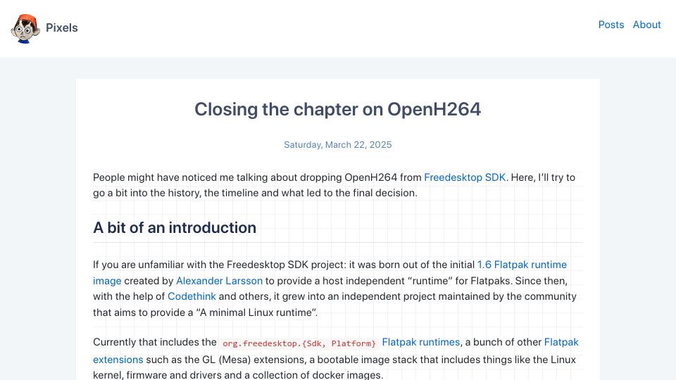 Screenshot of bbhtt.space: Closing the Chapter on OpenH264