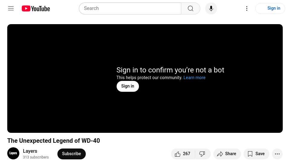Screenshot of youtube.com: The unexpected legend of WD-40