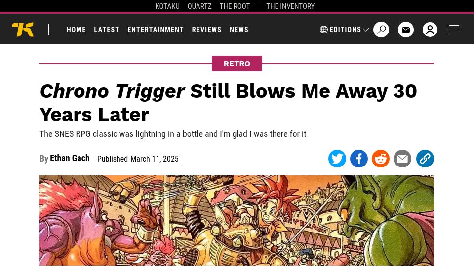 Screenshot of kotaku.com: Chrono Trigger Still Blows Me Away 30 Years Later