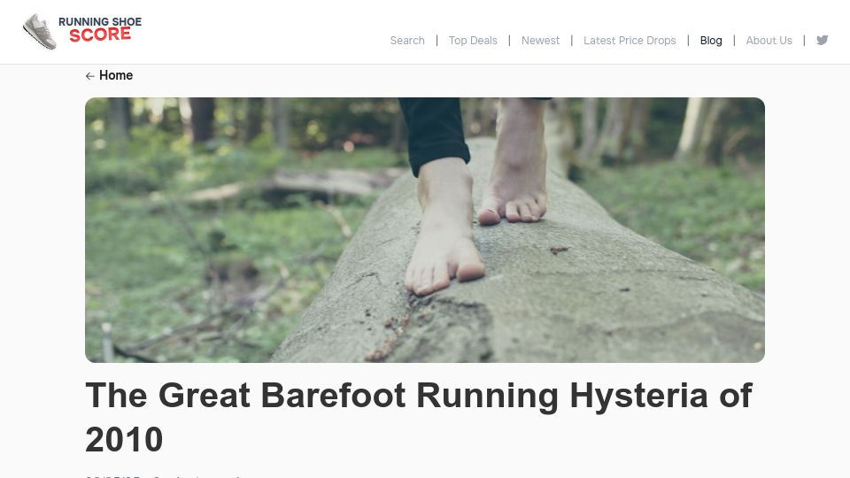 Screenshot of runningshoescore.com: The Great Barefoot Running Hysteria of 2010