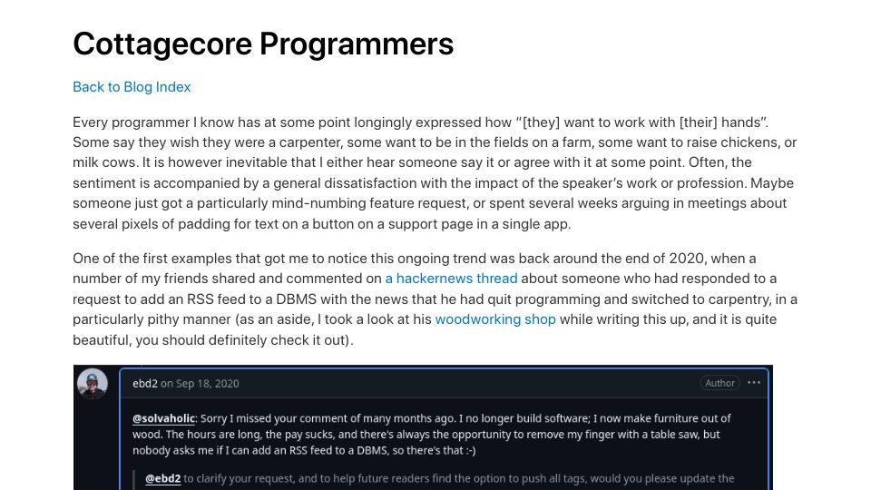 Screenshot of tjmorley.com: Cottagecore Programmers