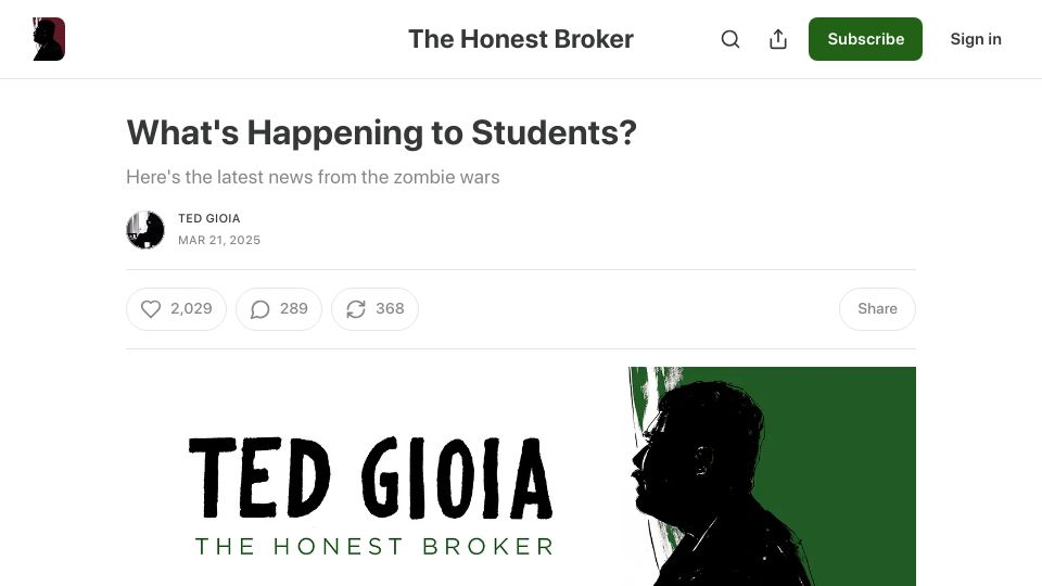 Screenshot of honest-broker.com: What's Happening to Students?