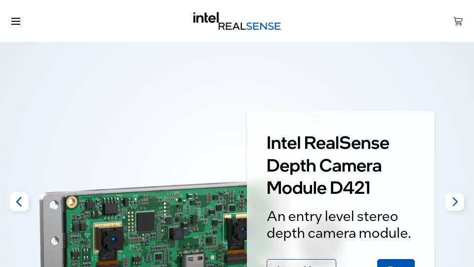 Screenshot of intelrealsense.com: Intel RealSense Stereo Depth Cameras