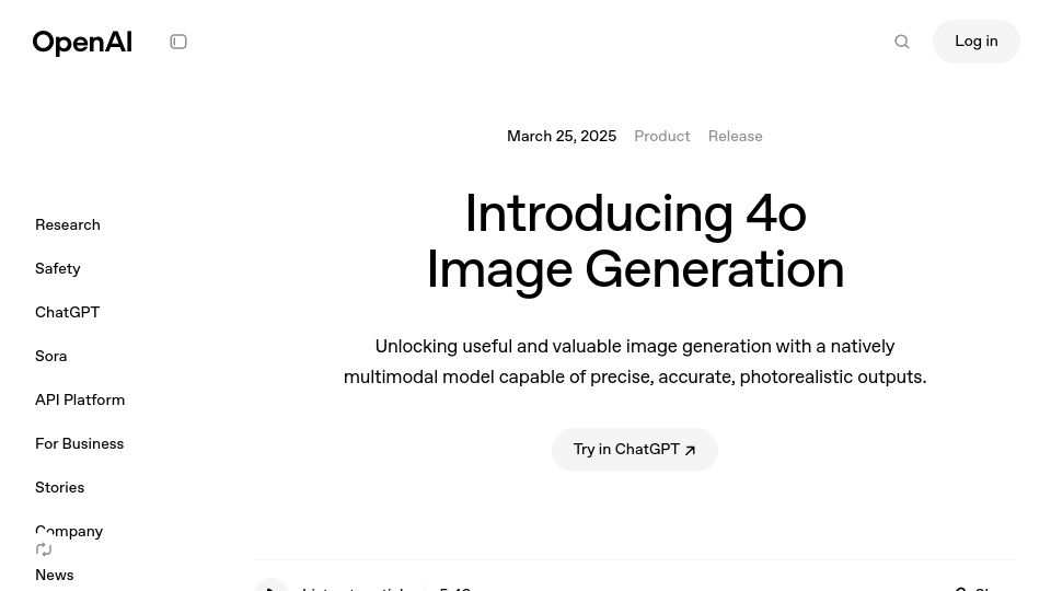 Screenshot of openai.com: 4o Image Generation