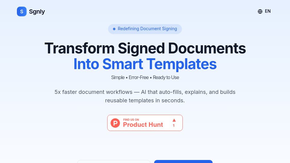 Screenshot of sgnly.com: Show HN: We are building the next DocuSign