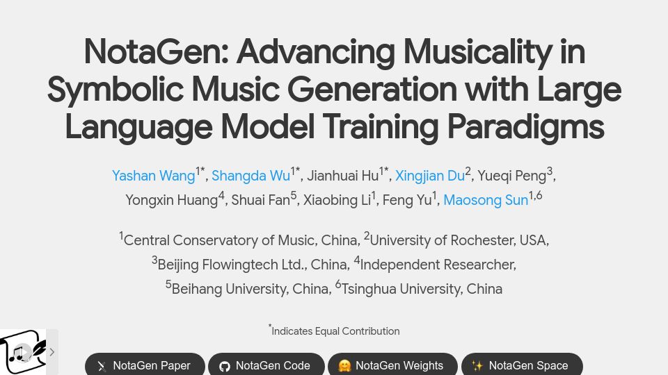 Screenshot of electricalexis.github.io: NotaGen: Symbolic Music Generation