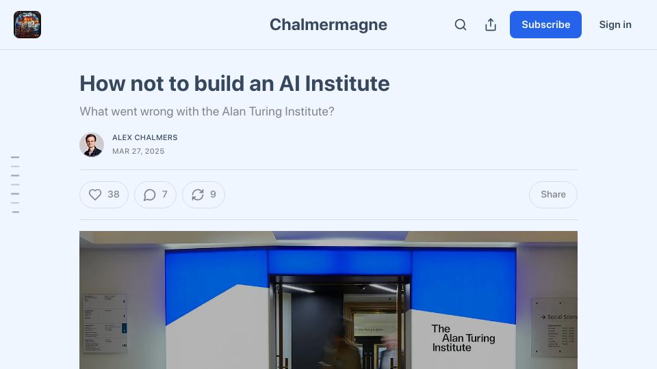 Screenshot of chalmermagne.com: What went wrong with the Alan Turing Institute?