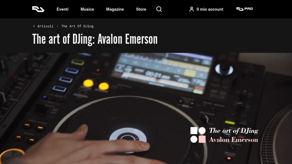 Screenshot of it.ra.co: The Art of DJing: Avalon Emerson (2019)