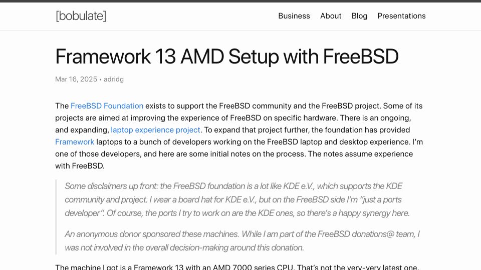 Screenshot of euroquis.nl: Framework 13 AMD Setup with FreeBSD