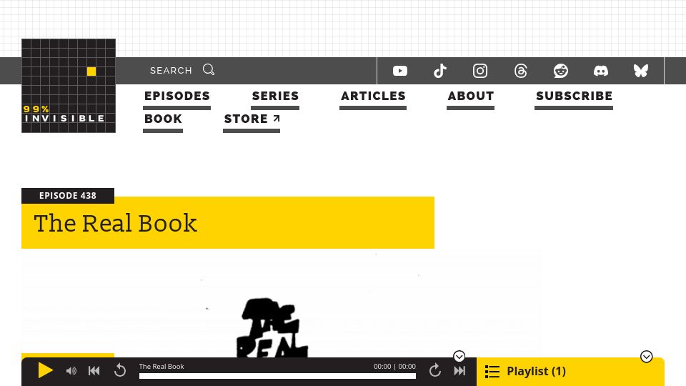 Screenshot of 99percentinvisible.org: The Real Book (2021)