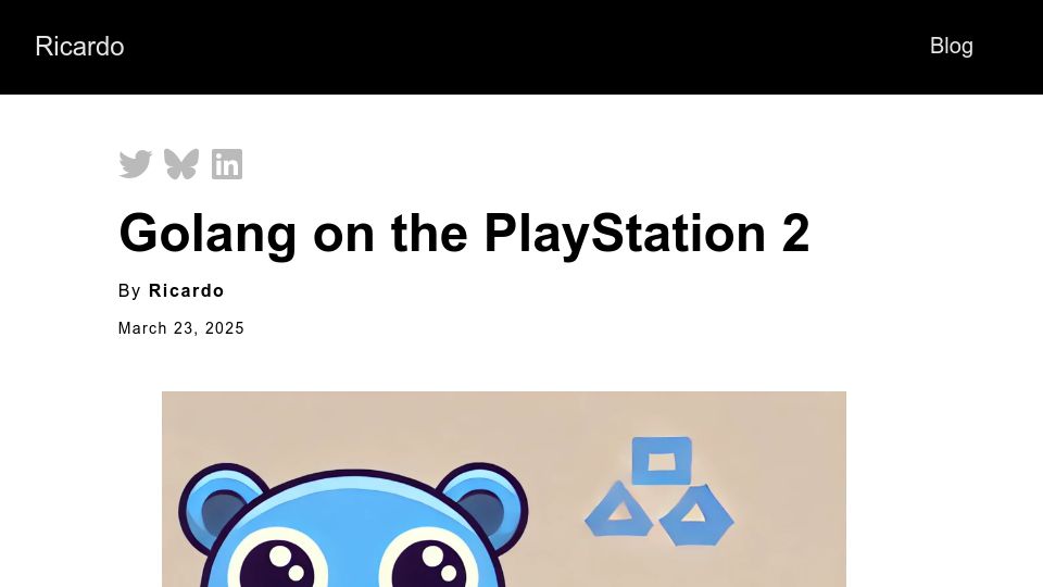 Screenshot of rgsilva.com: Golang on the Playstation 2