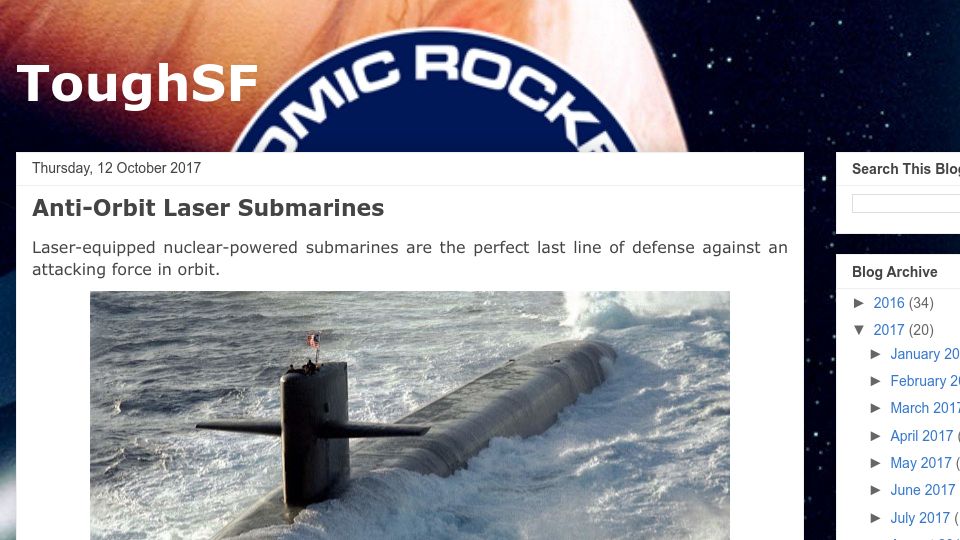 Screenshot of toughsf.blogspot.com: Anti-Orbit Laser Submarines (2017)
