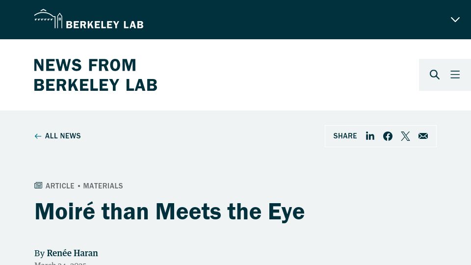 Screenshot of newscenter.lbl.gov: Moiré Than Meets the Eye: Uncovering the Quantum Potential of Phasons