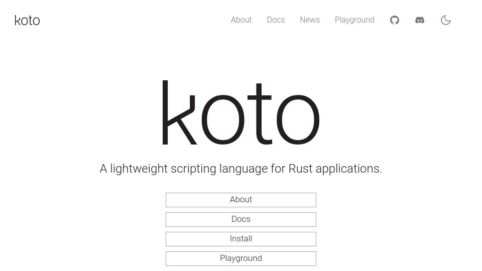 Screenshot of koto.dev: Koto Programming Language