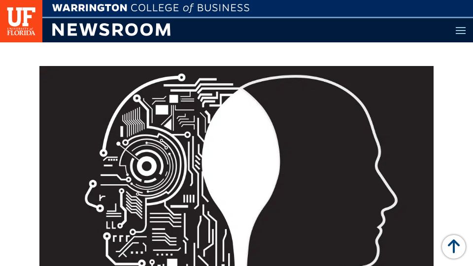 Screenshot of news.warrington.ufl.edu: Is AI the new research scientist? Not so, according to a human-led study