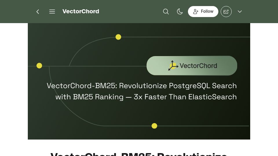 Screenshot of blog.vectorchord.ai: BM25 in PostgreSQL