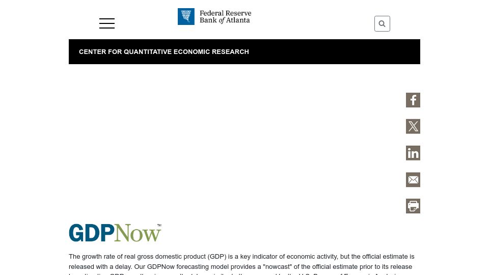 Screenshot of atlantafed.org: Atlanta Fed predicts -2.8% GDP