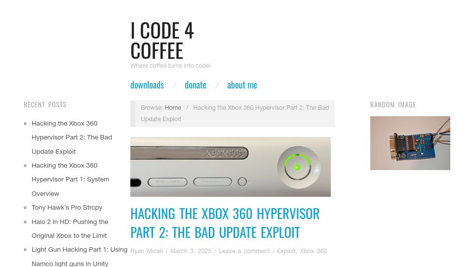 Screenshot of icode4.coffee: Hacking the Xbox 360 Hypervisor Part 2: The Bad Update Exploit
