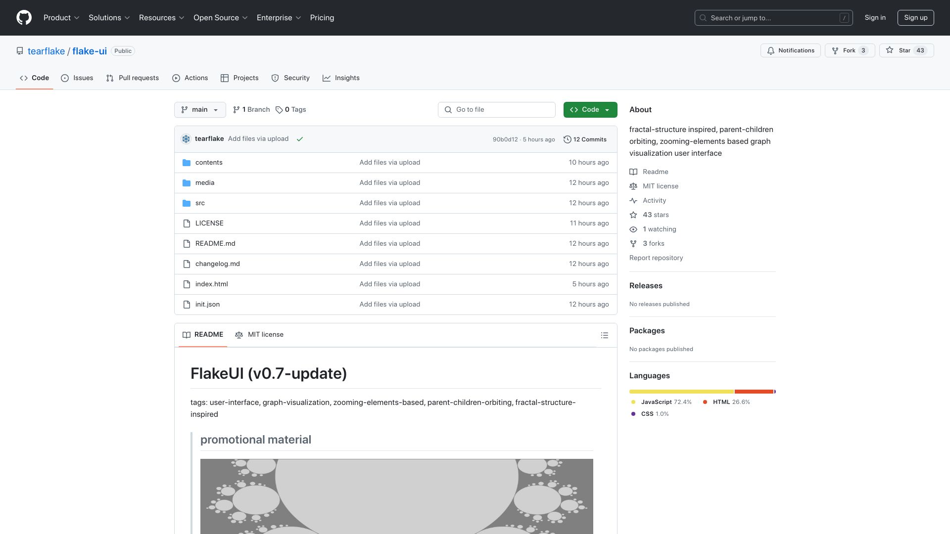 Screenshot of github.com: Show HN: FlakeUI
