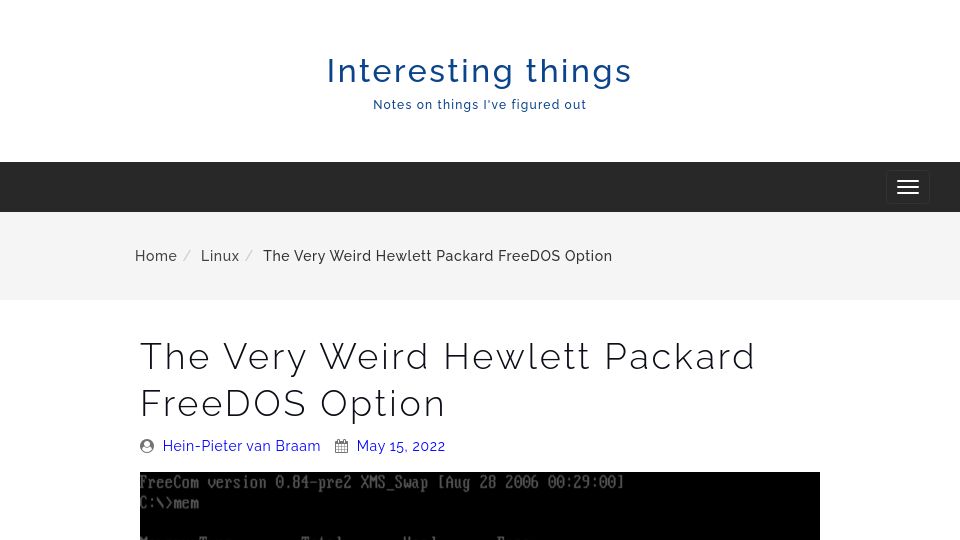 Screenshot of blog.tmm.cx: The weird Hewlett Packard FreeDOS option (2022)