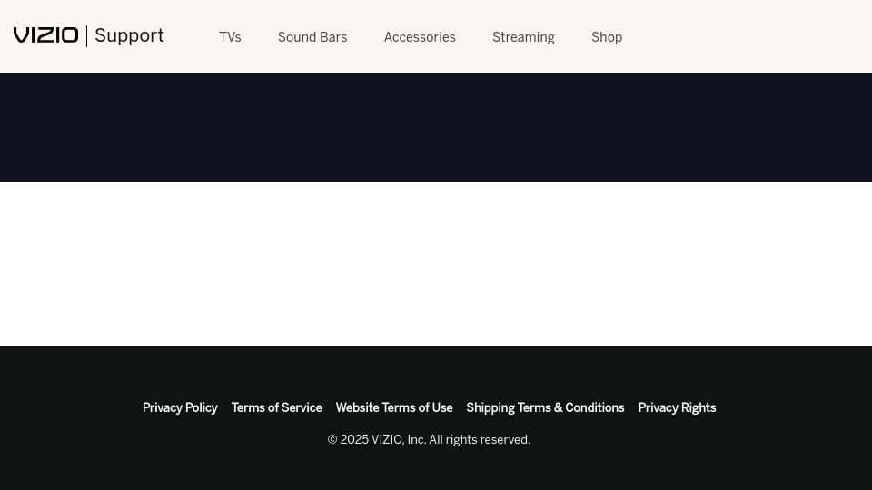 Screenshot of support.vizio.com: My TV started playing a video in full screen by itself. What happened?