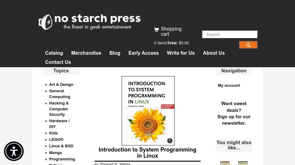 Screenshot of nostarch.com: Introduction to System Programming in Linux (Early Access)