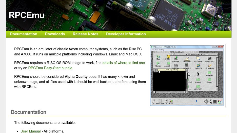 Screenshot of marutan.net: RPCEmu is an emulator of classic Acorn computer systems