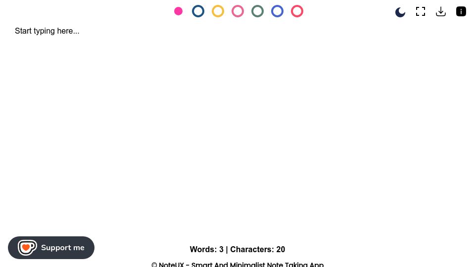 Screenshot of noteux.com: Fastest and Minimalist Note Taking App
