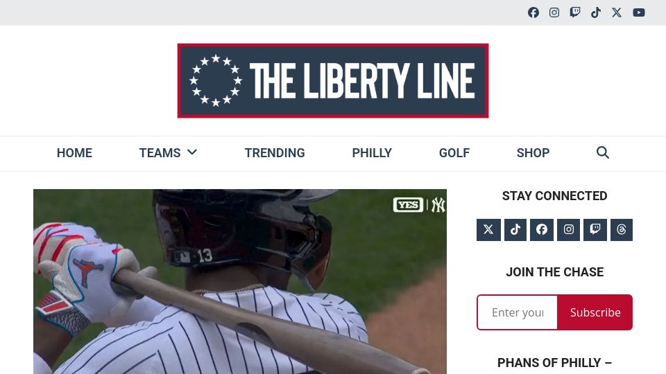 Screenshot of thelibertyline.com: MLB says Yankees’ new “torpedo bats” are legal and likely coming