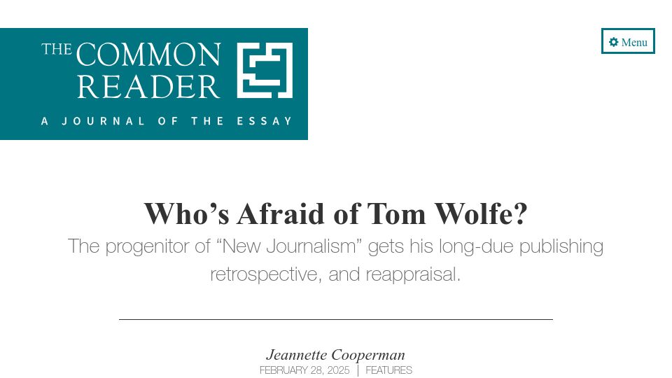 Screenshot of commonreader.wustl.edu: Who's Afraid of Tom Wolfe?