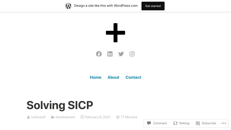 Screenshot of lockywolf.wordpress.com: Solving SICP