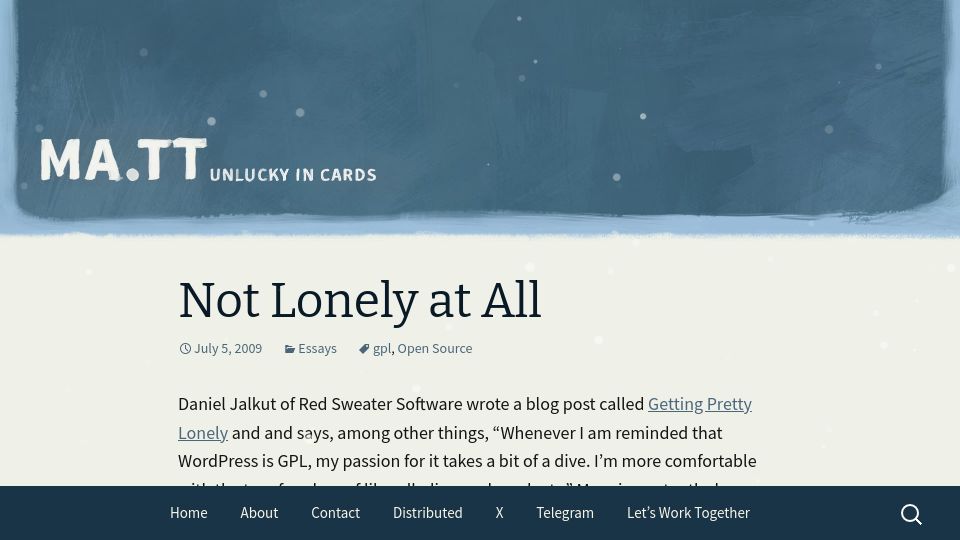 Screenshot of ma.tt: Not Lonely at All (2009)