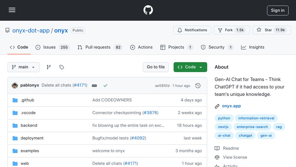 Screenshot of github.com: Show HN: Open-source Deep Research across workplace applications