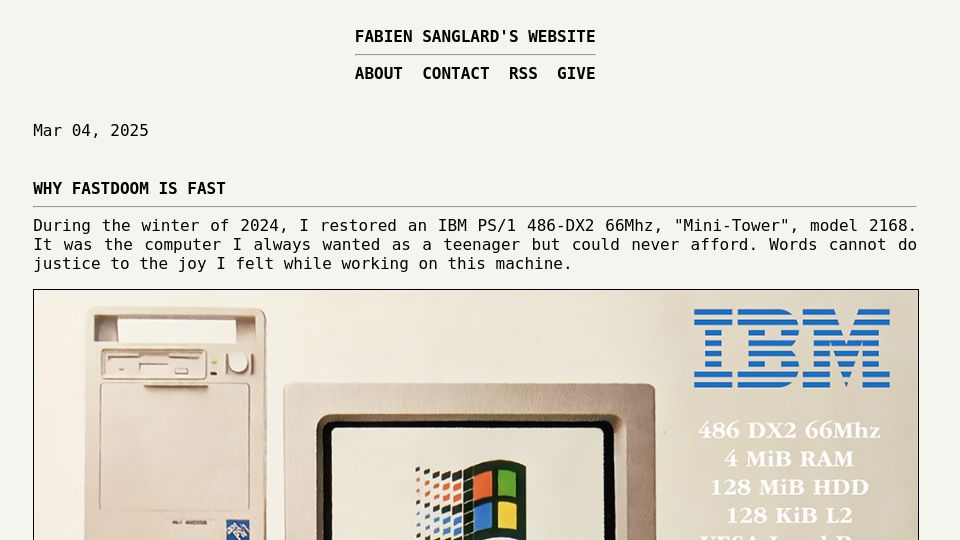 Screenshot of fabiensanglard.net: Why fastDOOM is fast
