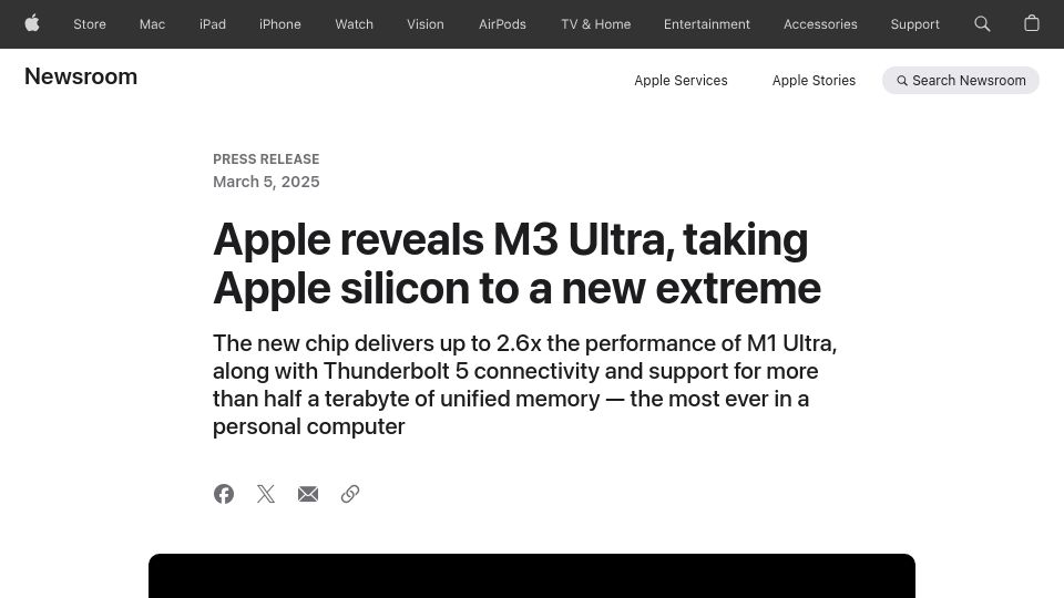 Screenshot of apple.com: Apple M3 Ultra