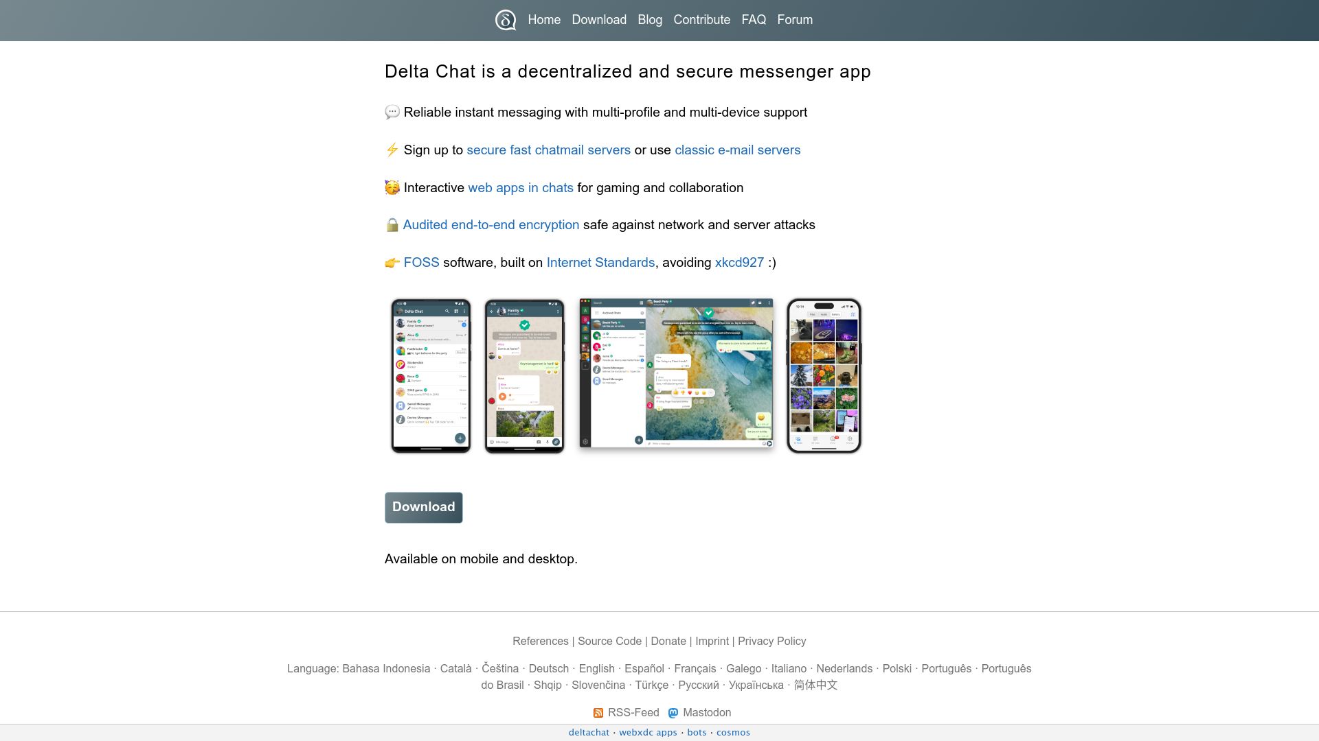 Screenshot of delta.chat: Delta Chat – Email Based PGP Encrypted Chat