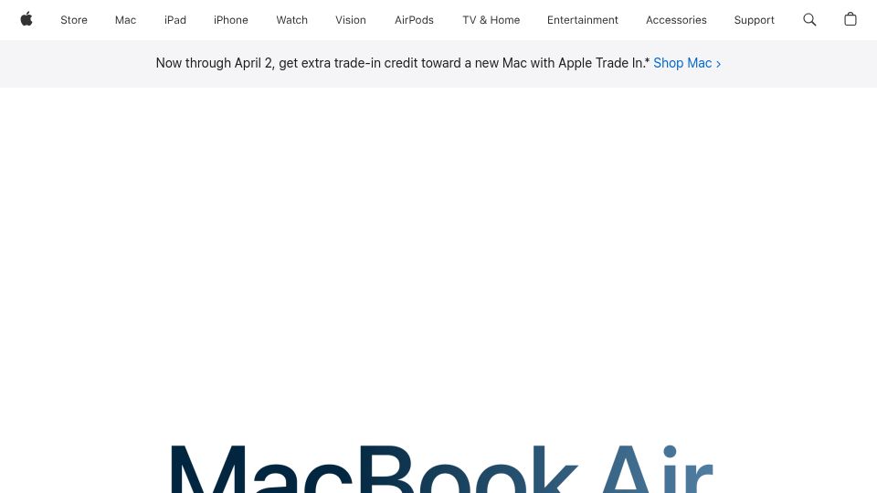 Screenshot of apple.com: MacBook Air M4