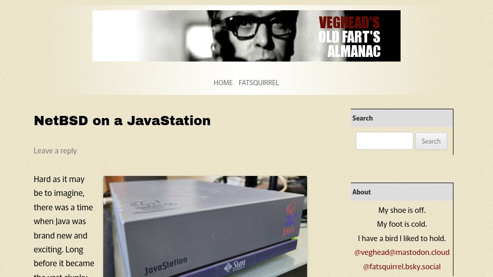 Screenshot of fatsquirrel.org: NetBSD on a JavaStation