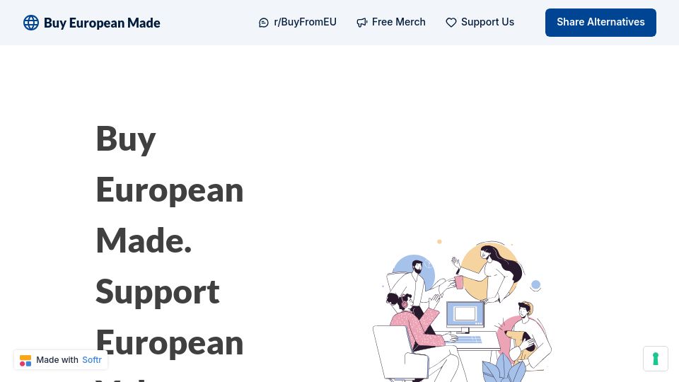 Screenshot of buy-european-made.eu: Buy European Made. Support European Values