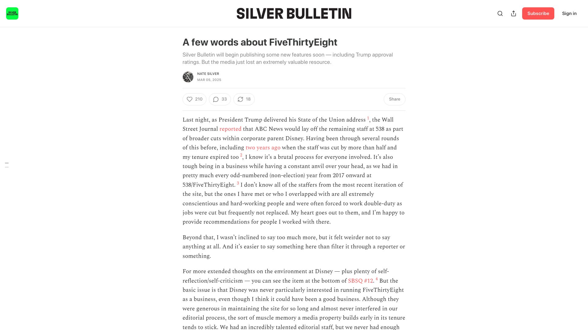 Screenshot of natesilver.net: A few words about FiveThirtyEight