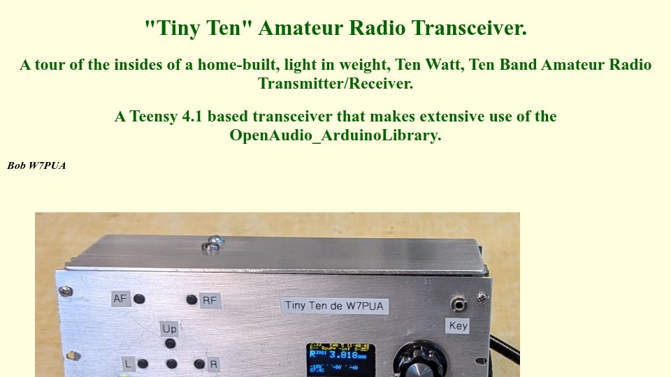 Screenshot of janbob.com: Tiny Ten DSP-Based HF Transceiver