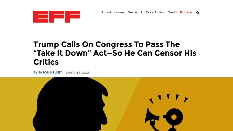 Screenshot of eff.org: The "Take It Down" Act
