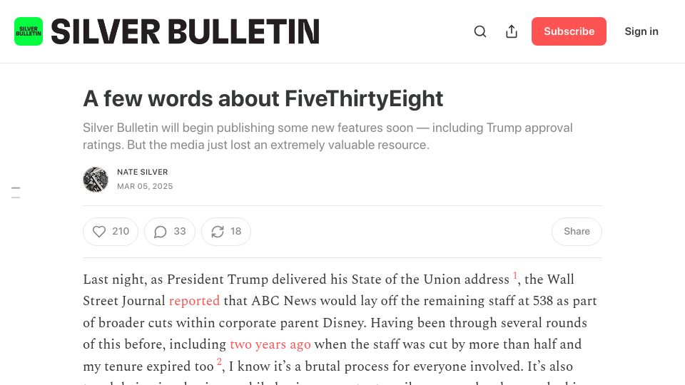 Screenshot of natesilver.net: A few words about FiveThirtyEight