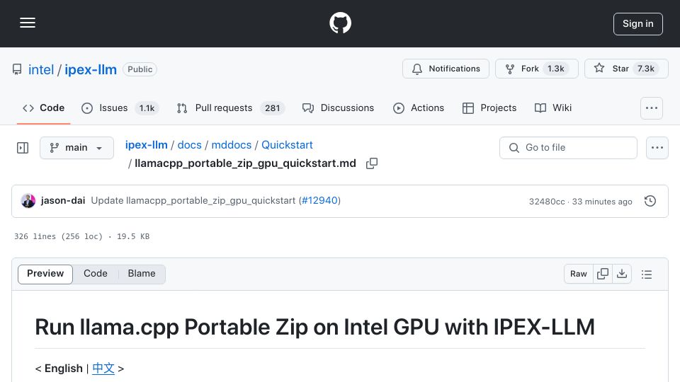 Screenshot of github.com: DeepSeek-R1-671B-Q4_K_M with 1 or 2 Arc A770 on Xeon