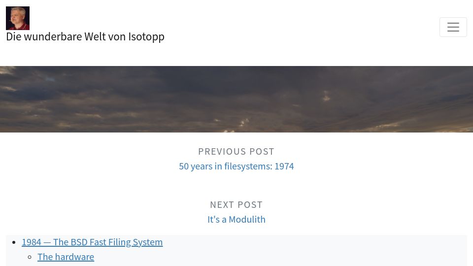 Screenshot of blog.koehntopp.info: 50 Years in Filesystems: 1984