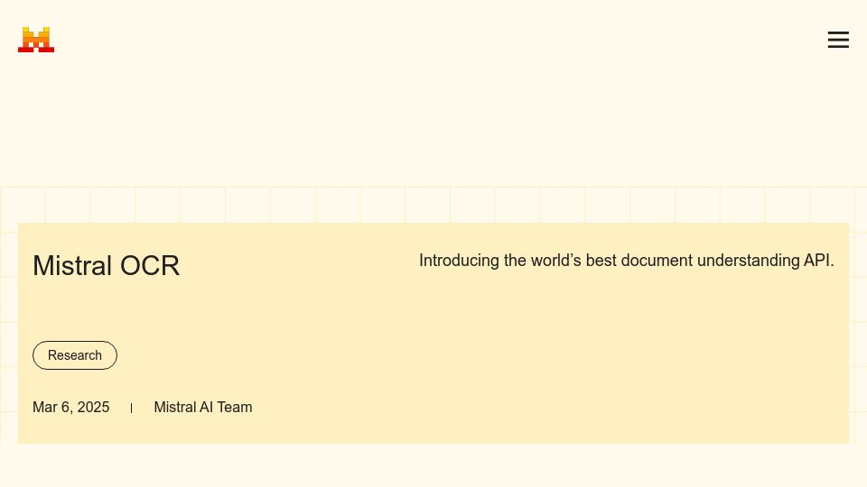 Screenshot of mistral.ai: Mistral OCR