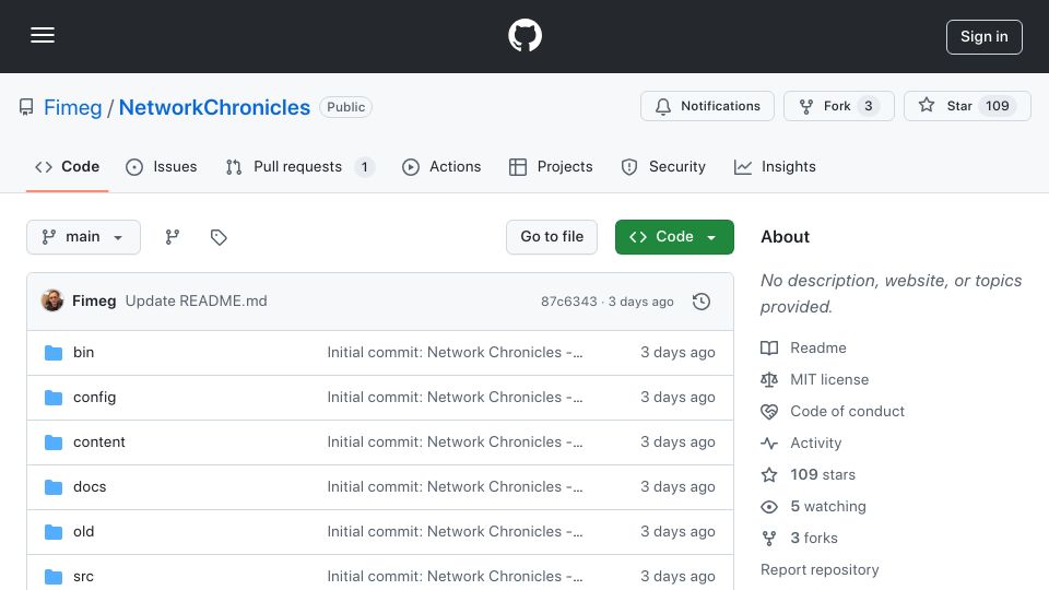 Screenshot of github.com: A game of learning your homelab into a cyberpunk mystery adventure